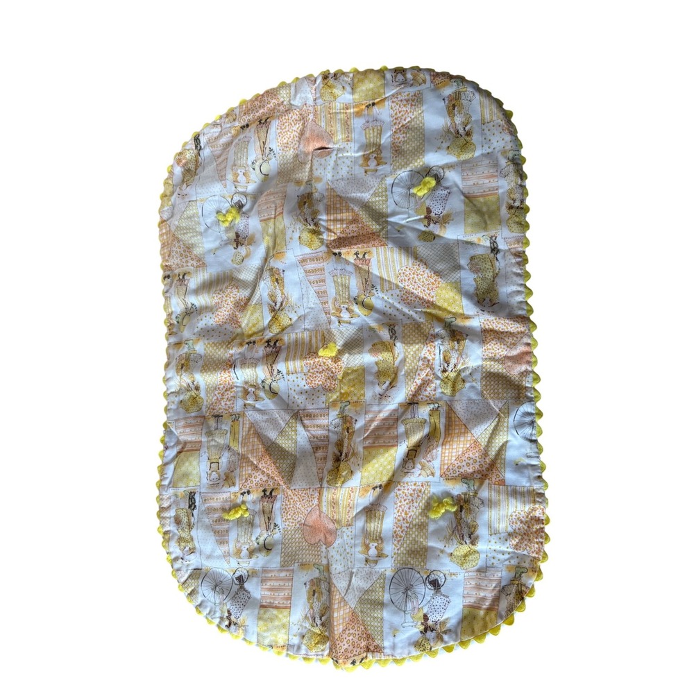 Holly Hobbie vintage handmade yellow and orange patterned changing pad cover